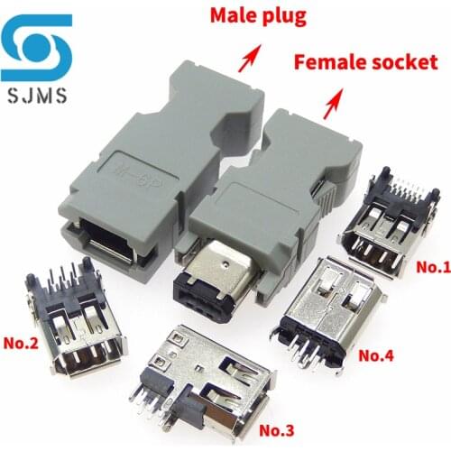 Servo Motor Encoder USB Sonnector Socket 55100-0670 IEEE 1394 - 6PIN plug 55100-0600 SM-6P M-6P Wire Connector Male female