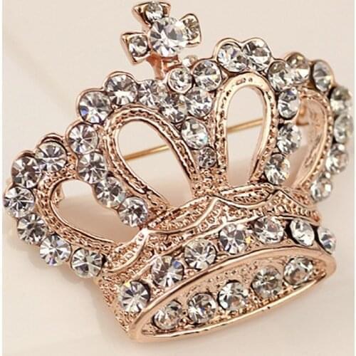 Bride Crown Shape Crystal Rhinestone Brooch Dress Pin For Women Women Girls Elegant Clothing Accessories Bijoux