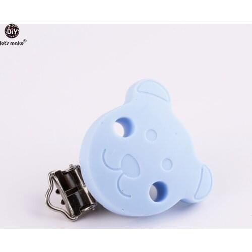 Lets make Candy Blue Silicone Cartoon Bear Clips BPA Free DIY Pacifier Clip Chains Baby Nursing DIY Accessories Of Dummy Clip