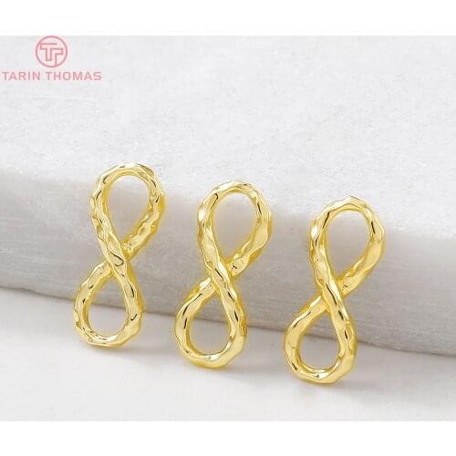 6PCS 6x14MM 24K Gold Color Plated Brass Charm Connector for Jewelry Making Findings Accessories