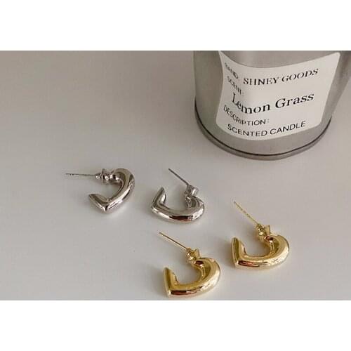 WTLTC Chic Metal Heart Hoop Earrings for Women Statement Lover Earrings Hoops Solid Gold Sliver Color Ear Earrings Retro Jewelry