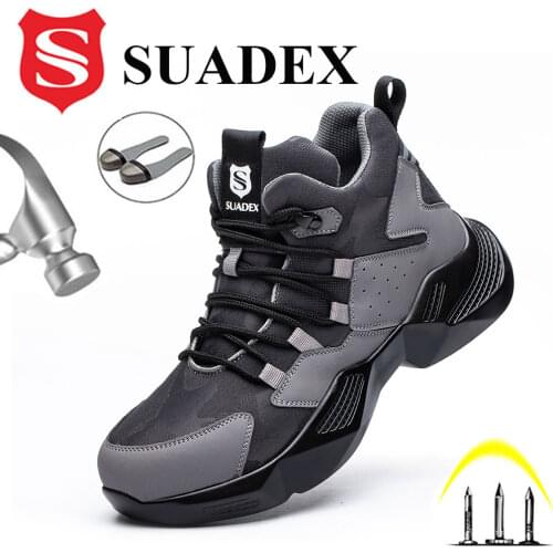 SUADEX Work Safety Shoes Men With Steel Toe Cap Casual Male Safety Boots Work Indestructible Shoes Puncture-Proof Work Sneakers