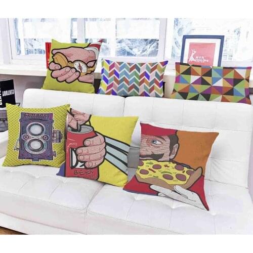 High Quality Pop Art Style Cushion Throw Pillows Linen Home Decorative Sofa Car Square pillowcase Almofada Cojines Free Shipping