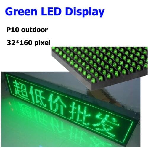 Green color p10 led display module asynchronous led controller outdoor led text advertising board 41*169cm