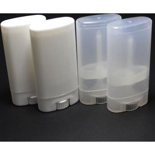 15ml Plastic Empty Portable DIY Oval Lip Balm Tubes Deodorant Containers Clear White Lipstick Fashion Cool Lip Tubes 20pcs/lot