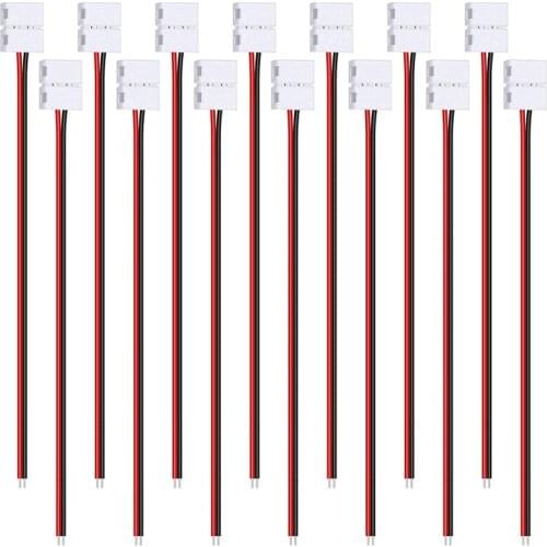 24Pcs 8mm 2 Pin LED Strip Light Connector for 8 mm Wide Flexible SMD 3528 2835 Single Color LED Strip Lights Solderless