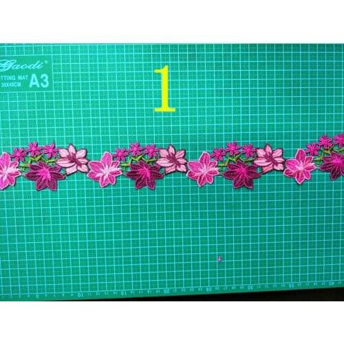 7 colors and styles available 5.5 cm high quality dyed yarn embroidery flora lace trim,HS171230B