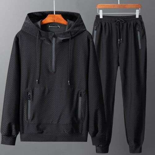 7XL 8XL 9XL 2020 Mens Black Suits Brand Tracksuit Men Suit Tracksuit Hooded Set Casual Male Sportswear Sets Top Quality