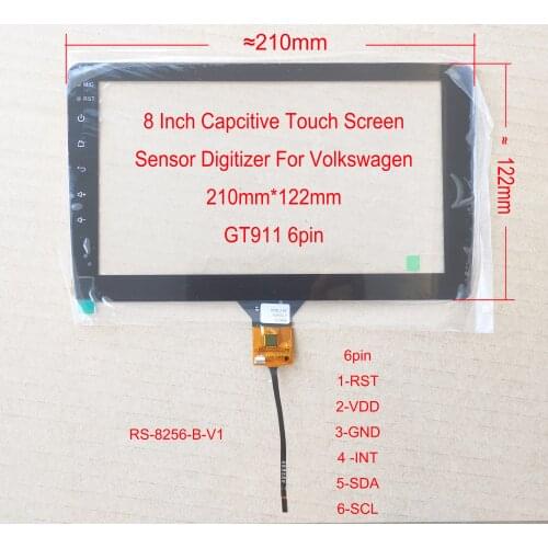 8 Inch Sensor Digitizer Touch Screen Panel Hand Writer For Carplay Radio Capacitive 210mm*122mm GT911 RS8256 6Pin For Volkswagen