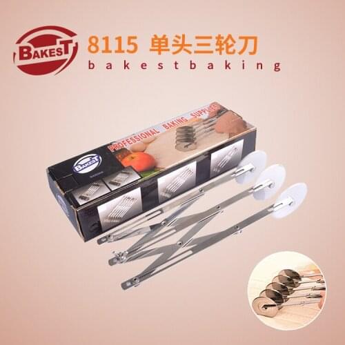 BAKEST 3 Wheels Cooking Tool Stainless Steel Dough Roller Bakeware Knife Pizza Cutter