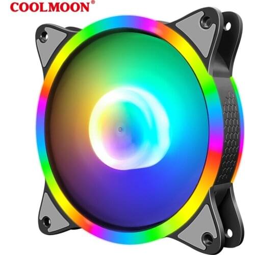 Coolmoon Colorful RGB Case Fan 12cm Desktop Computer Mainframe LED Color Change Cooling Case Fan
