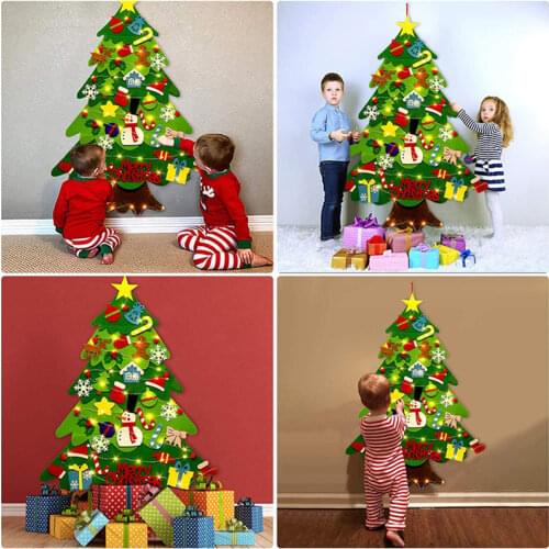 Baby Montessori Felt Toy DIY Christmas Tree Ornament Toddlers Busy Board Xmas Tree Gift For Childre Room Door Wall Decor Xmas
