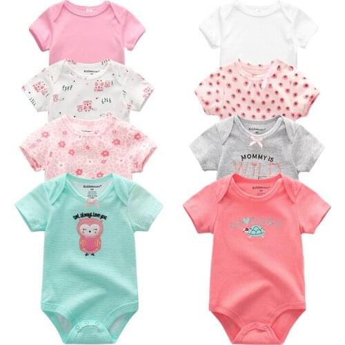 2019 8PCS/Lot Girls Baby Clothing Bodysuits Baby Girl Clothes Unicorn Cotton Boys Clothes Short Sleeve Roupas de bebe Newborn