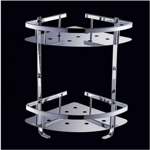 Hot sale Wall Mounted Chrome Stainless Steel Bathroom Soap Dish Bath Shower Shelf Bath Shampoo Holder Basket Holder Corner shelf