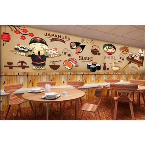 Customized large-scale 3D mural wallpaper hd hand-painted background wall painting of Japanese cuisine shop
