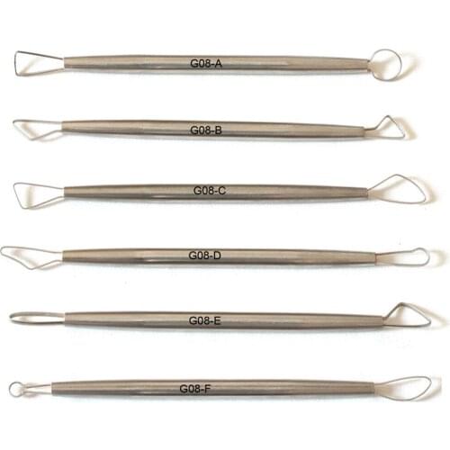 Modeling Tools 6pcs/lot Stainless Steel Scraper Wax Sculpture Professional Polymer Clay Pottery Ribbon Sculpting Tool