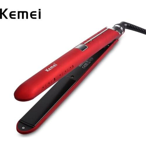 Kemei Ceramic Coating LCD Electric Hair Straightener Styling Tool Hair Iron Style Maker For Women