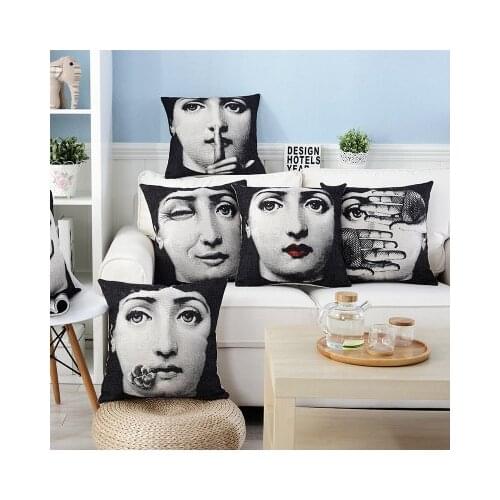 Lady Portrait Theme Linen Pillowcases Home Decorative Portrait Pillow Cover Beauty Home Furnishing Square Mystic Face Pattern