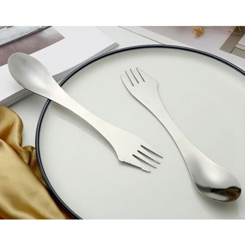 100pcs Fork spoon spork 3 in 1 tableware Stainless steel cutlery utensil combo Kitchen outdoor picnic scoop/knife/fork SN1285
