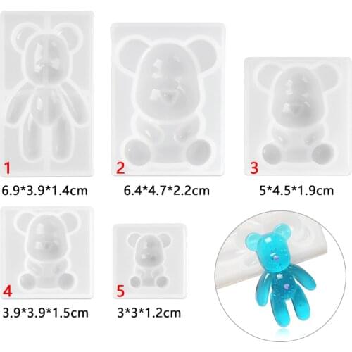 Resin Casting Mini Bear Ornaments Molds Silicone Epoxy Resin Molds Pendant Agate Making Tool Home Decorations DIY Arts
