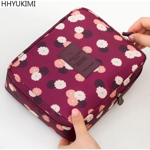 HHYUKIMI Fashion Waterproof Oxford Women Makeup Bag Travel Portable Beautician Cosmetic Bag Men Bathroom Toiletry Wash Organizer
