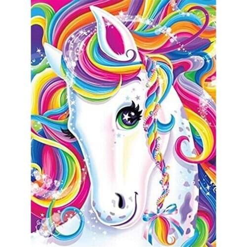 Cartoon Rainbow Unicorn Horse Animal DIY Embroidery 11CT Cross Stitch Kits Needlework Craft Set Printed Canvas Sell