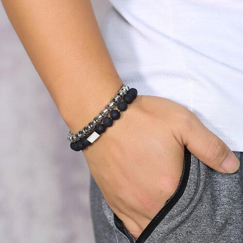 Vnox Box Chain Leather Bracelet Set for Men Casual Stainless Steel Simple Gents Male Pulseira