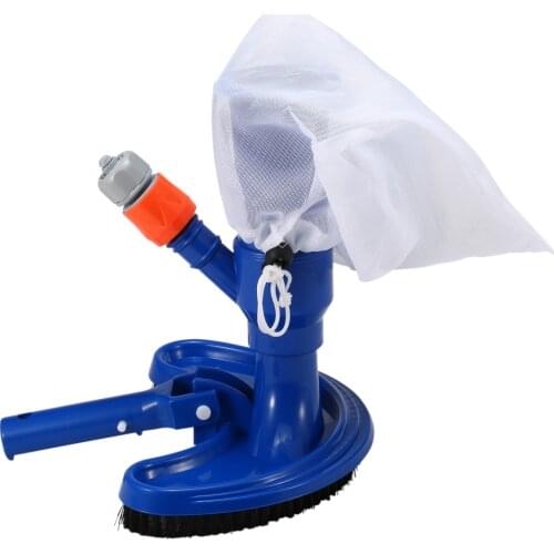 Swimming Pool Vacuum Head with Clip Handle Drawstring Bag Pool Cleaning Spray Brush Pool Surface Cleaning Tools Removes Debris