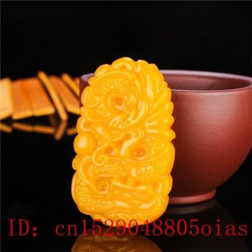 Natural Yellow Hetian Jade Stone Dragon Pendant Chinese Jadeite Jewelry Charm Reiki Amulet Hand Carved Gifts for Women Men