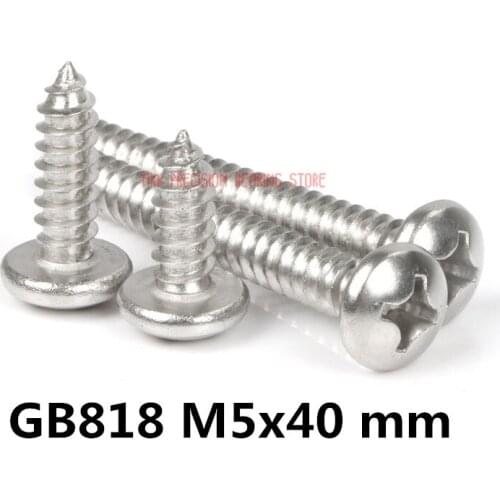 2021 New Screws Parafusos Parafuso 50pcs/lot Gb818 M5x40 Mm M5*40mm 304 Stainless Steel Phillips Cross Recessed Pan Head Screw