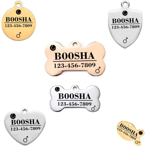 Pet Cat Id Tags for Cats and Dogs Stainless Steel Personalized Dog Name Tag Pets Supplies Dog tag supplies Puppy Kitten