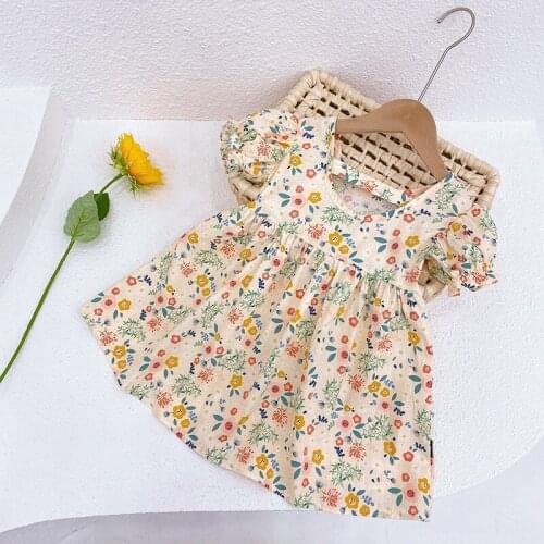 Baby Floral Dress 2021 Summer New Breathable Korean Birthday Gift Cute Girl Short Sleeve 3-7 Years Old Princess Dresses