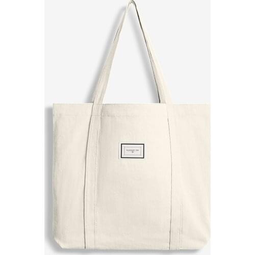 Slub Cotton Women Canvas Shoulder Bag Simple Shopping Bags Students' Book Bag Eco Cloth Handbags Large Capacity Tote For Girls