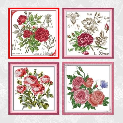 Rose series Pattern DMC Counted Cross Stitch kit Printed on Canvas 11CT 14CT Chinese Needlework Embroidery Painting Crafts