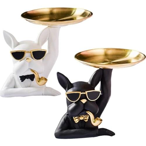 Modern Bulldog Storage Tray Creative Sculpture Statue Decoration Ornament