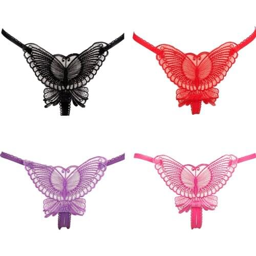 2020 Women Sexy Panties Hollow out Butterfly Embroidery G-Strings Intimates Sexy Lady Underwear Briefs Sexy Women T-back Thongs