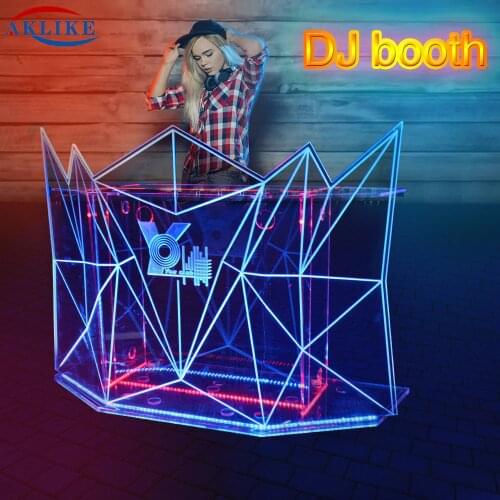 Led Dj Booth Truss Furniture Aklike Materias De Big Dj Facade Mixer Controller Meubel Acrylic Dj Podium Desk Customized Logo