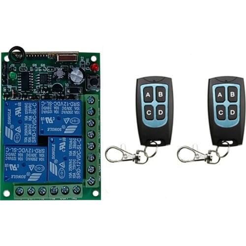 433MHz Universal Remote Control DC 12V 24V 4CH RF Wireless Relay Receiver and TransmitterFor Gate Garage Opener/Light/Motor/LED