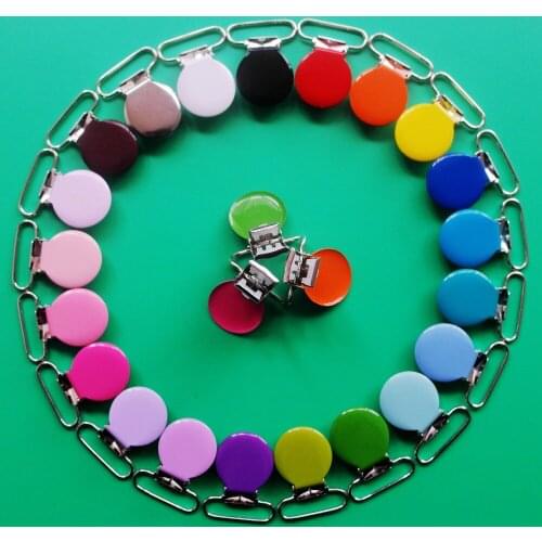 Top quality metal clasp suspenders Enamel round pacifier Suspender clips with plastic teeth,SUTOYUEN suspenders clip,21pcs/lot