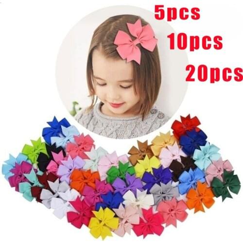 10pcs/lot Hair Pin Lovely Children Ribbed Ribbon Silk Kids Hair Accessories Fishtail Princess Bow Girl Headdress Baby Headbands