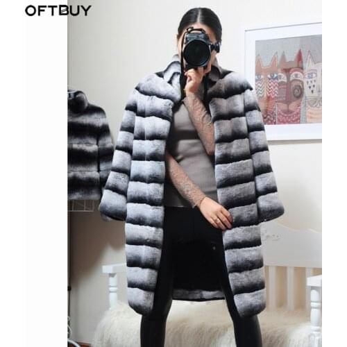 Vogue New Luxury Witner Jacket Women Real Fur Coat Natural Rex Rabbit Fur Outerwear Striped Thick Warm Stand Collar Streetwear
