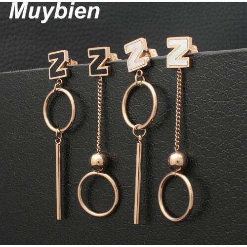 New Style Personality Fashion Stainless Steel Jewelry Left-Right Asymmetry Z Letter Dangle Earrings Jewelry For Women EFCZAMBE