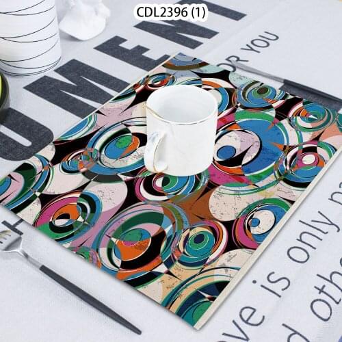 1 Piece Geometric Circle Stitching Printed Napkin Cloth Home Decoration Table Mat Cloth Tea Towel Coaster 42*32 Servilletas Tela