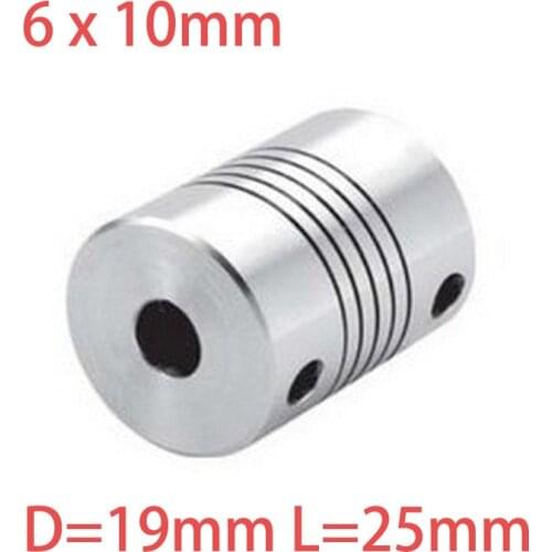 10PCS CNC Motor Jaw Shaft Coupler 6mm To 10mm Flexible Coupling OD 19x25mm