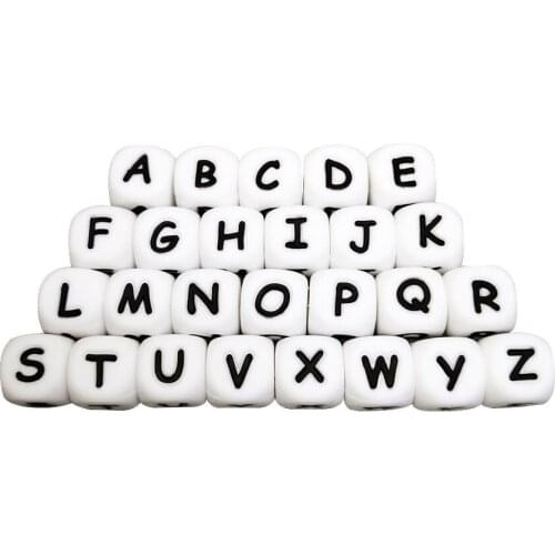 10pcs 12mm Letter Silicone Beads English Alphabe Beads Food Grade Silicone Chewing Beads DIY Baby Teething Toys Pendant