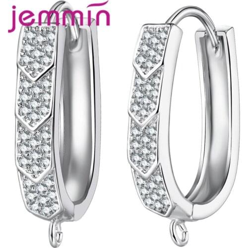 Delicate Women Classic Hoop Earrings for Women DIY Making 925 Sterling Silver Crystal Jewelry Accessories 10 PCS