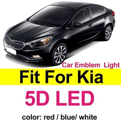 12.0cm X 6.0cm Auto Trunk Boot Emblem Light 5D LED Auto Badge Lamp Covers for K5, SORENTO, SOUL, Forte(front), CERATO(front)
