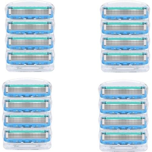 16 Pcs / Pack. Men Razor Blades High Quality Shaving Cassettes Facial Care Men Shaving Blades Compatible with Gillette Fusion