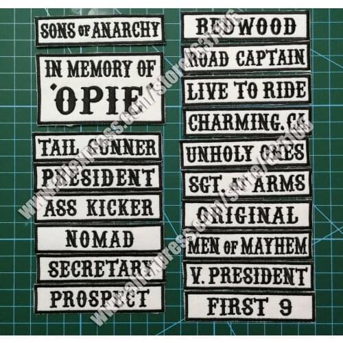 18pcs/set Sons of Motorcycles patches for Vest jacket of Anarchy patches badges sticker iron on applique embroidered black label