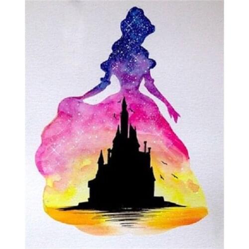5D round diamond full diamond diy diamond embroidered castle beauty pink skirt fantasy world diamond painting